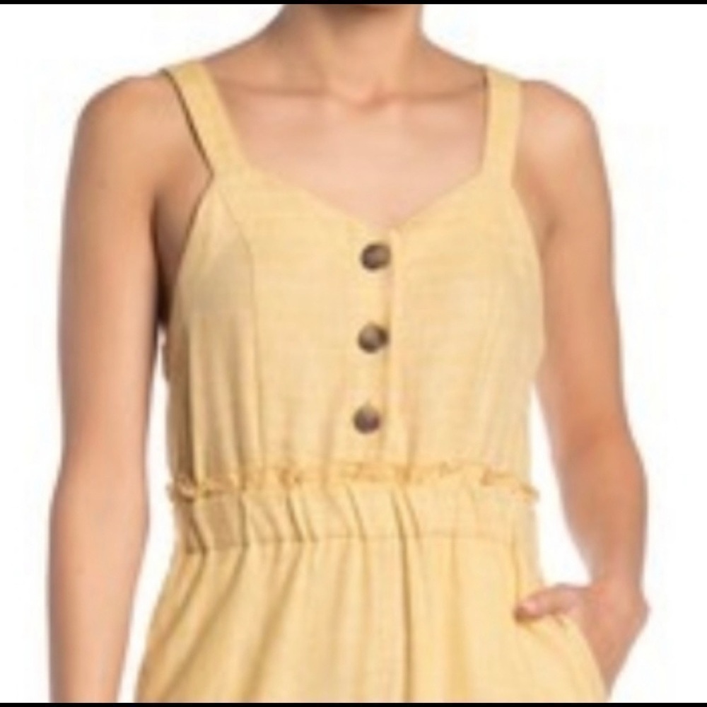 Romeo & Juliet Couture Yellow Linen Blend Jumpsuit Large - Picture 3 of 9